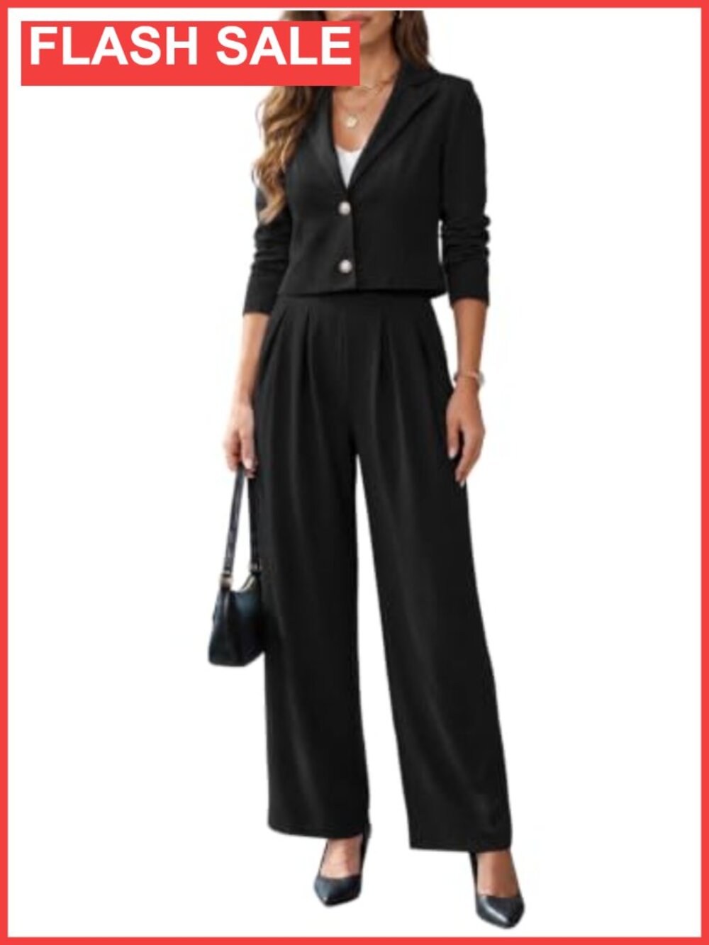 Women's 2 Piece Cropped Blazer Pant Set Business Casual